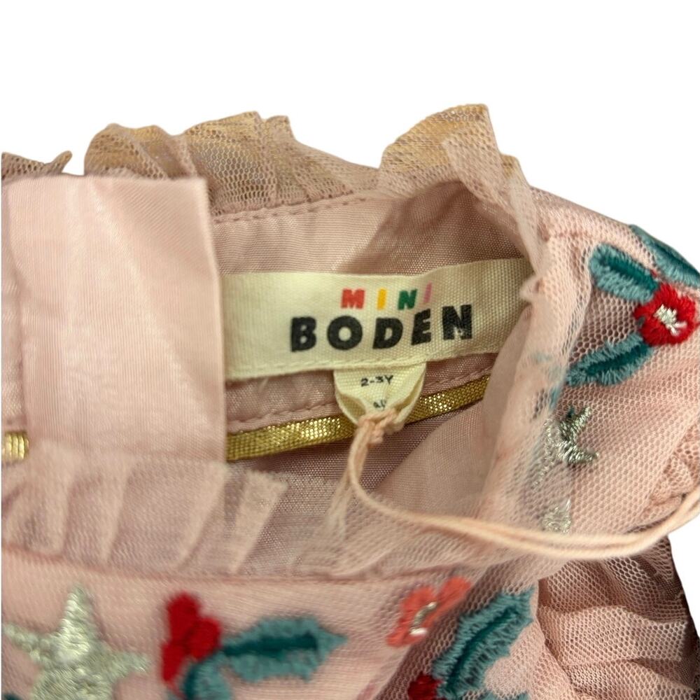 NWT Mini Boden Pink Embroidered Star Tulle Tiered Party Dress 2-3 Years - Picture 4 of 6